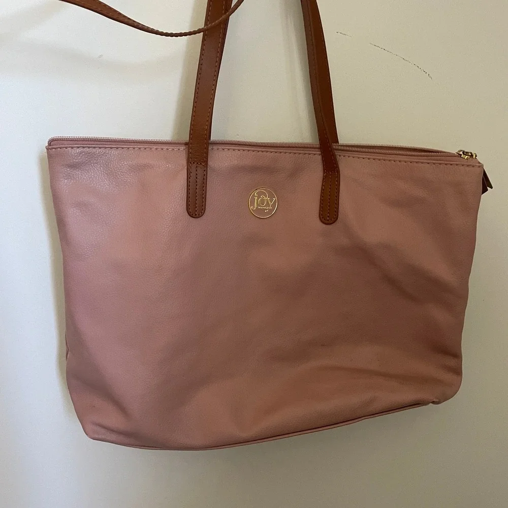 Joy Mangano Pink‎ Pebbled Leather Tote Bag Crossbody Purse Matching Set Normcore